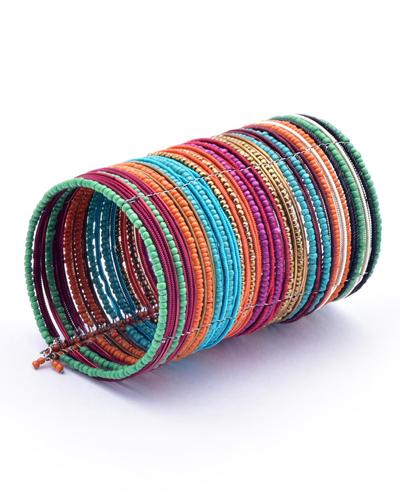 STACKABLE MULTI-COLORED BEADED CUFF BRACELET