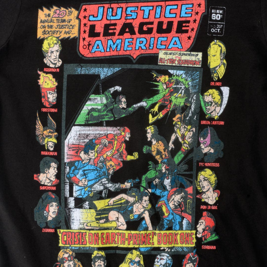 JUSTICE LEAGUE OF AMERICA CRISIS ON EARTH PRIME WOMEN'S T-SHIRT