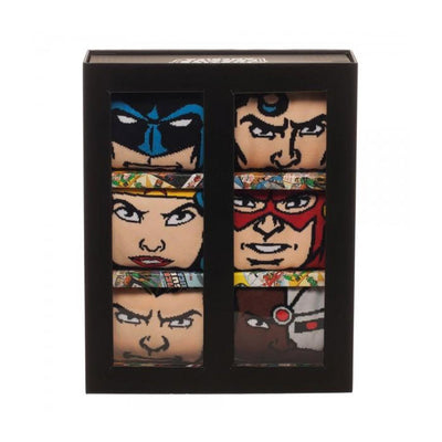 DC COMICS JUSTICE LEAGUE 6-PK 360 CHARACTER CREW SOCKS BOX SET