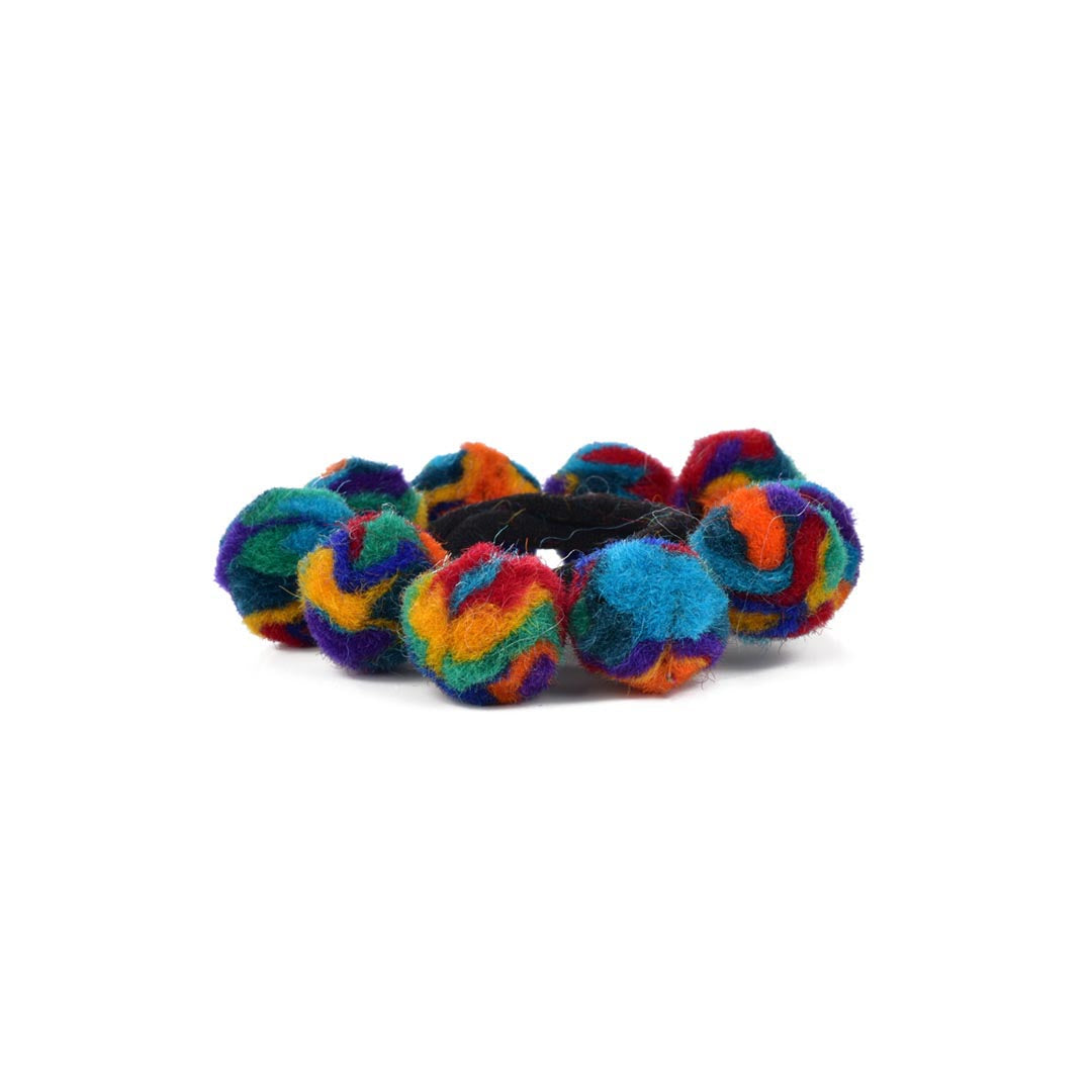 WOOL FELT GUMBALL HAIR SCRUNCHIE