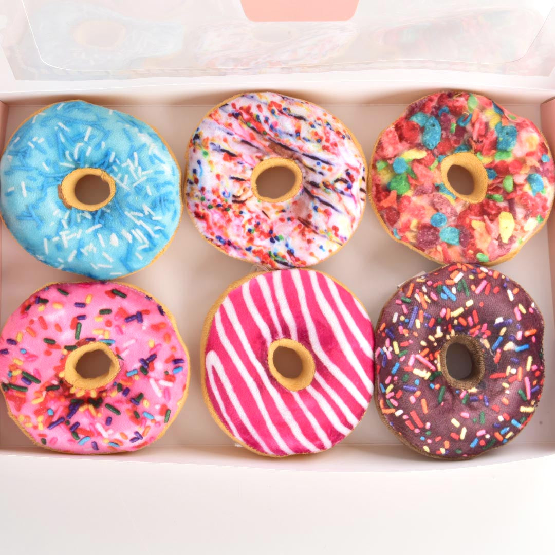 FAB DOG BOX OF DOUGHNUTS PLUSH SQUEAKY TOY