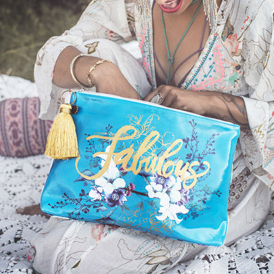 PAPAYA! JEWEL FLOWER LARGE POUCH