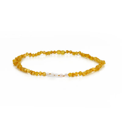RAW AMBER AND ROSE QUARTZ NECKLACE