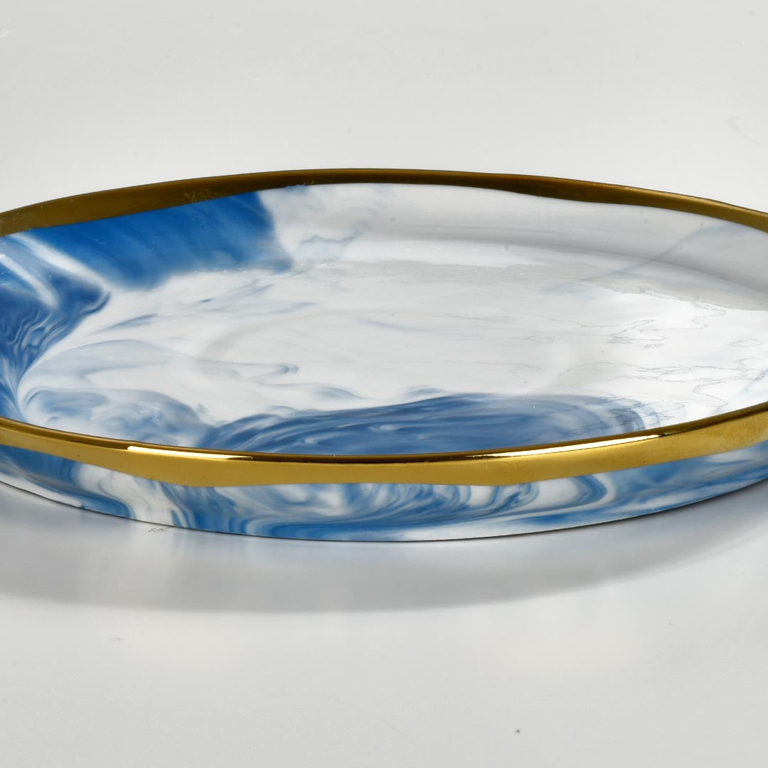 SEASIDE MARBLED CERAMIC PLATE