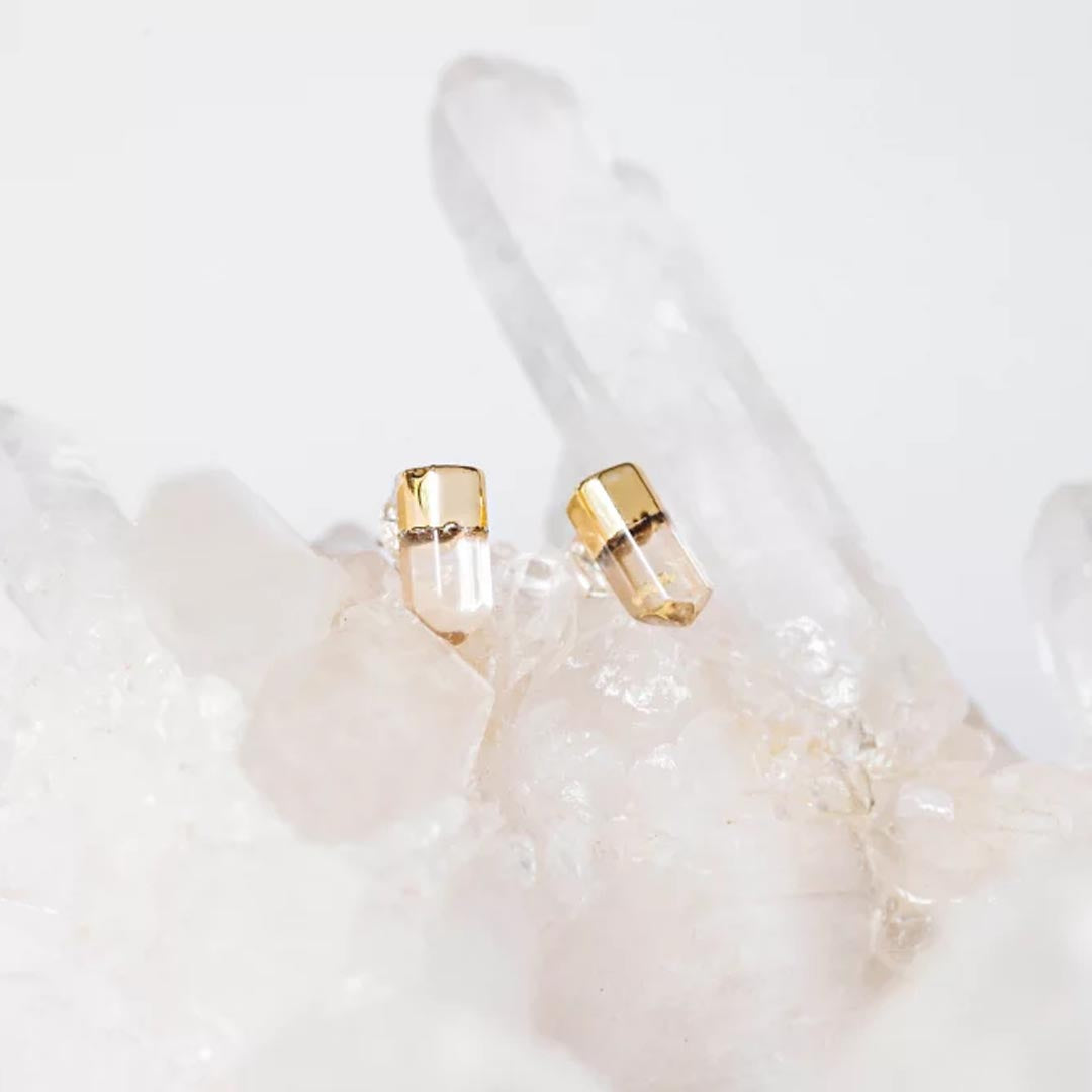 JAX KELLY GOLD DIPPED QUARTZ POINT STUDS