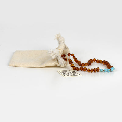 RAW AMBER AND TURQUOISE HOWLITE NECKLACE- KIDS