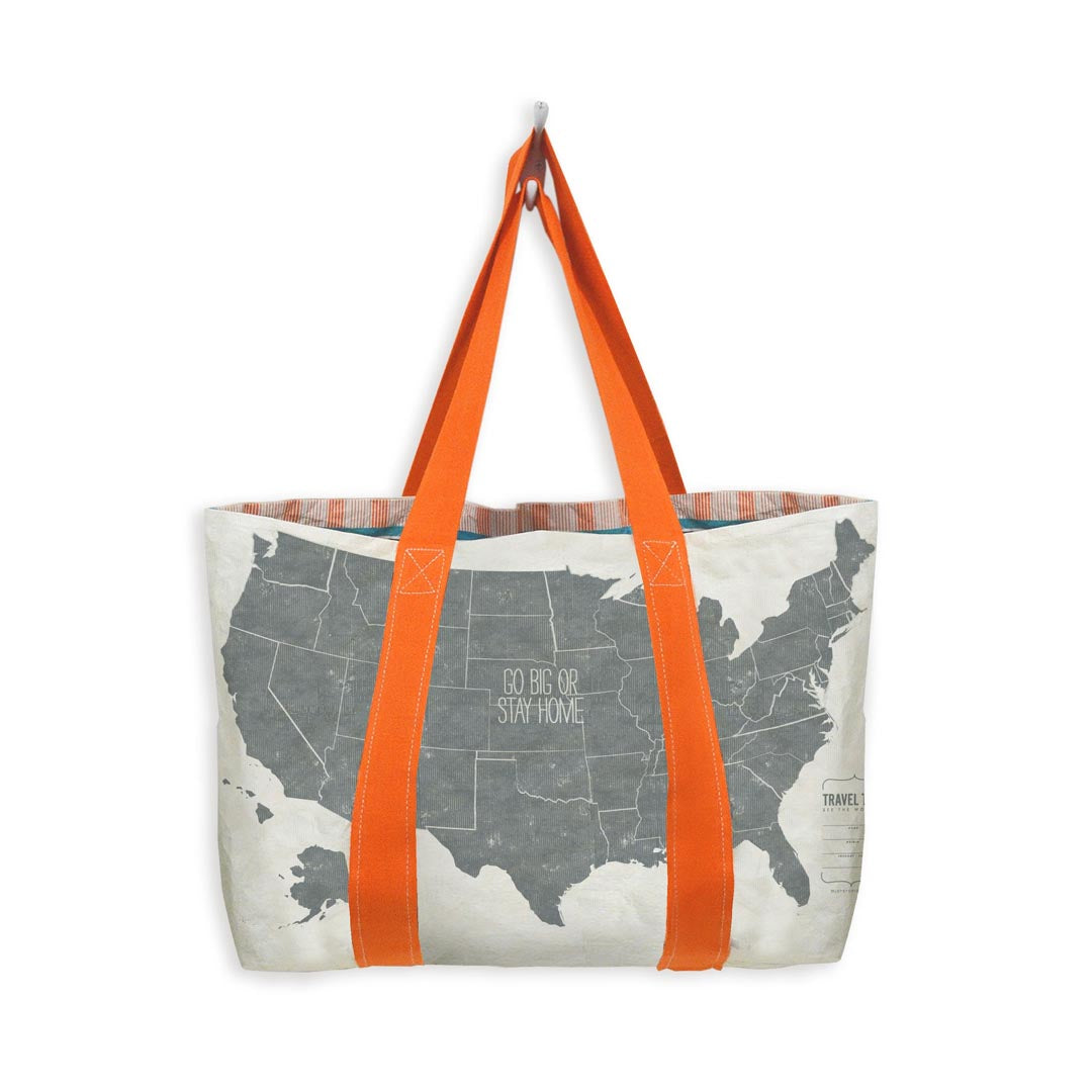 go travel tote bag MIXT STUDIO REVERSIBLE US MAP TRAVEL TOTE