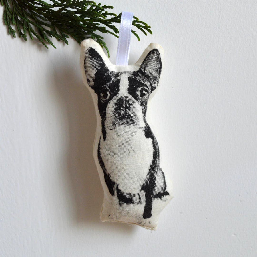 SILKSCREEN BOSTON TERRIER ORNAMENT