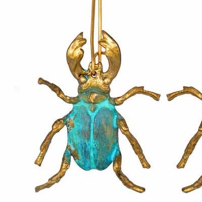 WE DREAM IN COLOR VERDIGRIS BEETLE EARRINGS