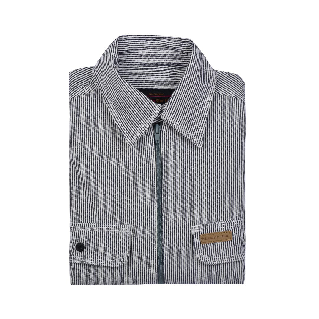 冬ギフト  HICKORY RAILROAD STRIPE ZIP SHIRT- MEN'S - Life Soleil トップス