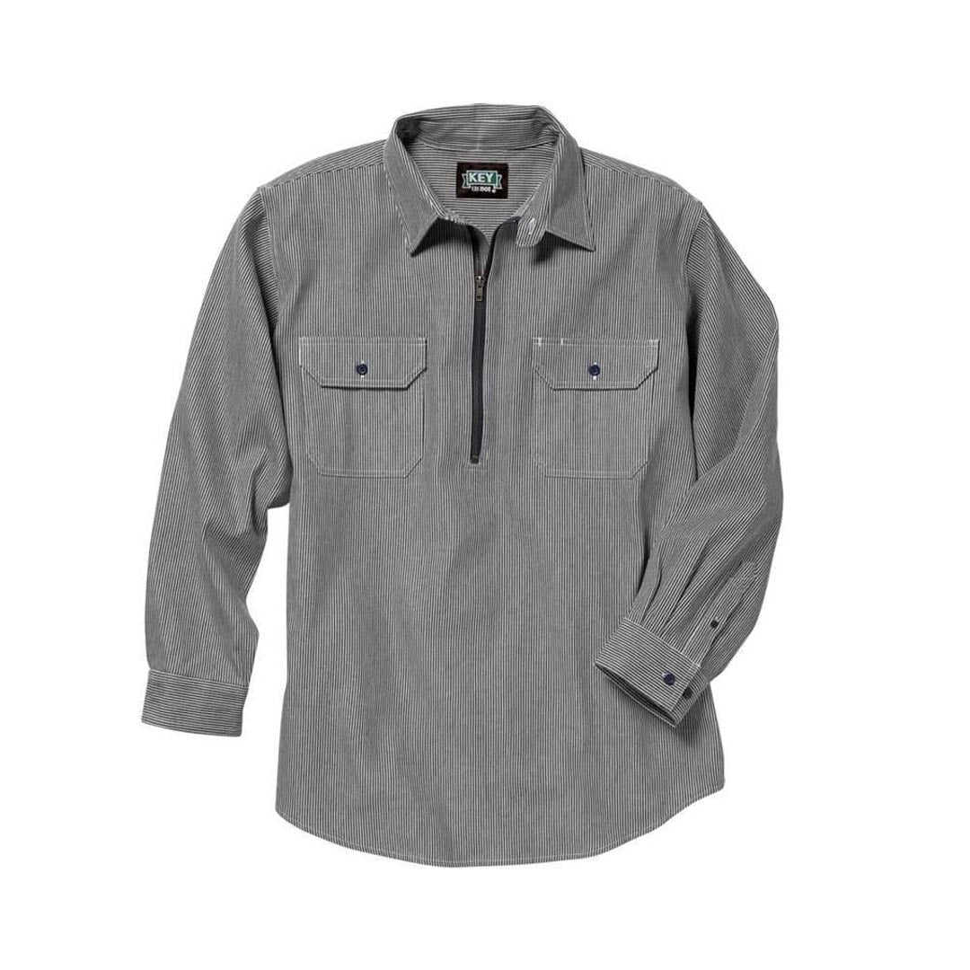 HICKORY RAILROAD STRIPE ZIP SHIRT- MEN'S - Life Soleil