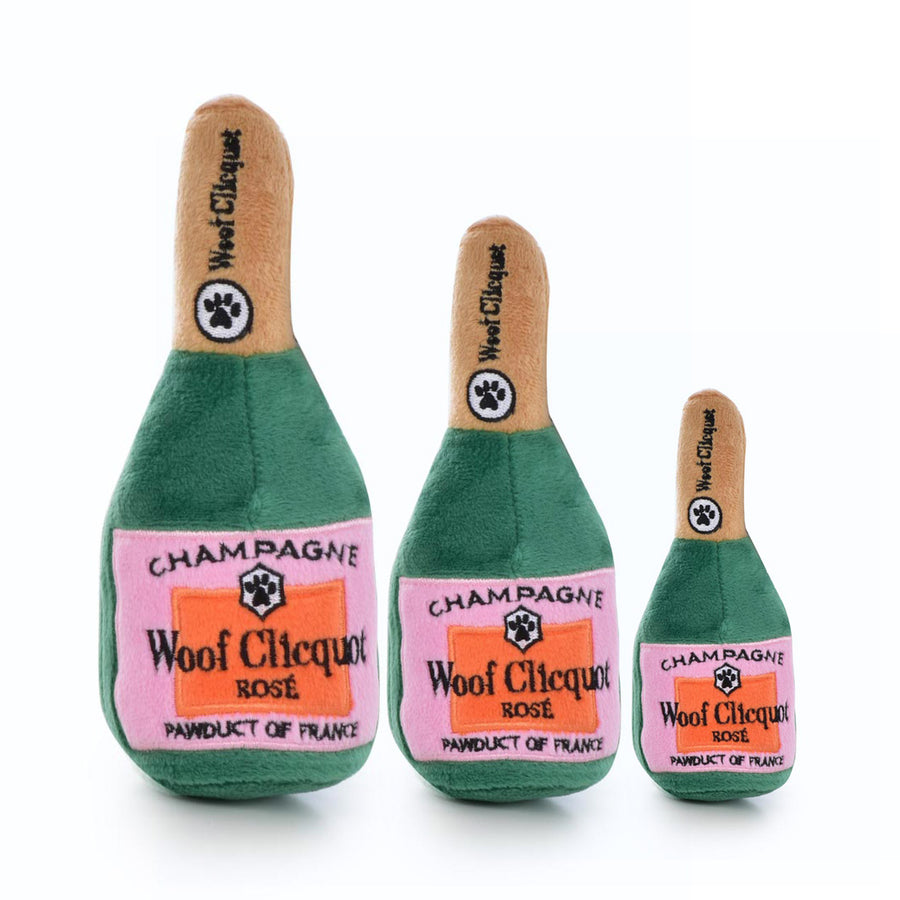 WOOF CLICQUOT CHAMPAGNE SQUEAK PLUSH DOG TOY